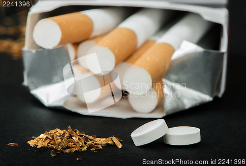 Image of Box of cigarettes close up