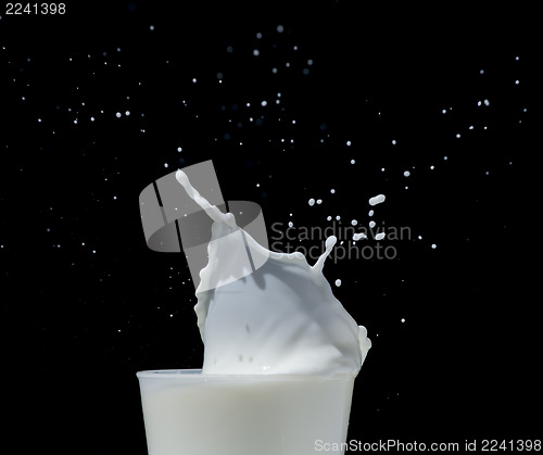 Image of Splashing milk black isolated