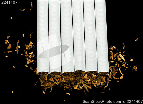 Image of Arranged in a row cigarettes