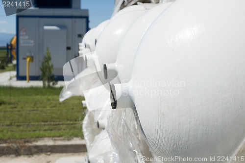 Image of White industrial butan bottles