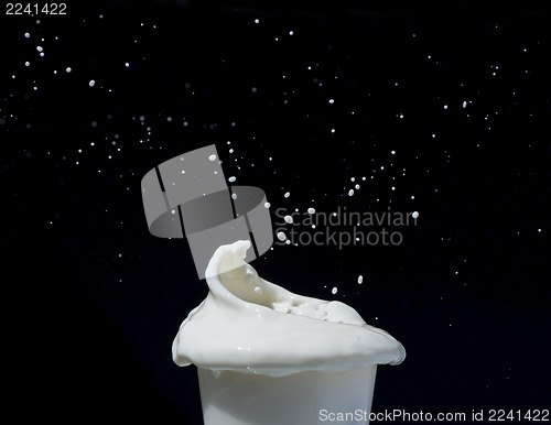 Image of Splashing milk black isolated