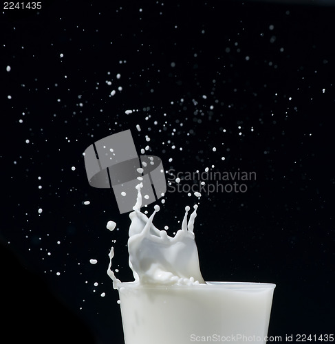 Image of Splashing milk black isolated
