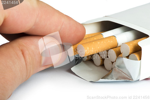 Image of Box of cigarettes close up