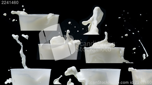 Image of Splashing milk black isolated