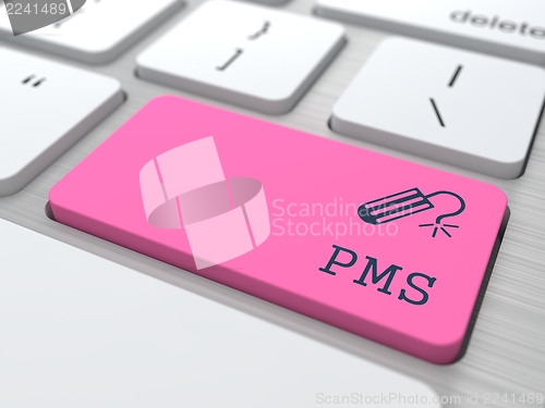 Image of PMS (premenstrual  syndrome) on Red Button.