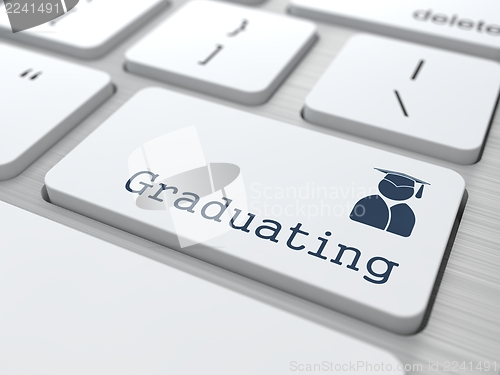 Image of Graduating Button - Education Concept.