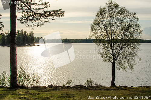 Image of Calm lake in back light