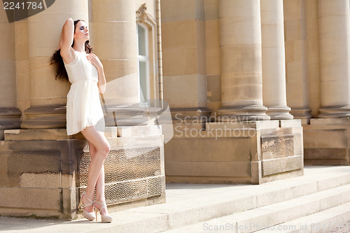 Image of beautiful woman fashion outdoor in summer