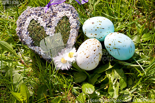 Image of easter egg decoration outdoor in spring