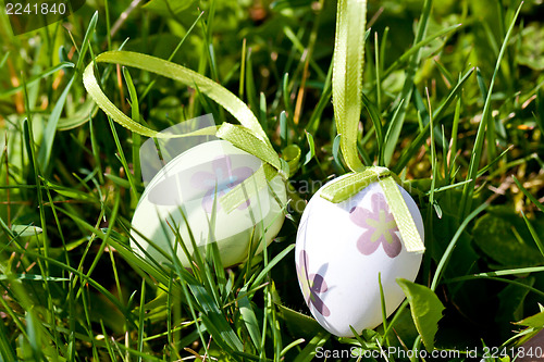 Image of easter egg decoration outdoor in spring