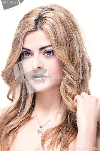 Image of beautiful natural blond woman portrait 