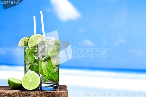 Image of Cocktail mojito on beach