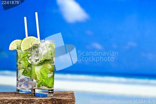 Image of Cocktail mojito on beach