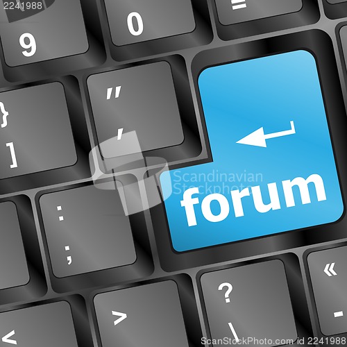 Image of Computer keyboard with forum key - business concept