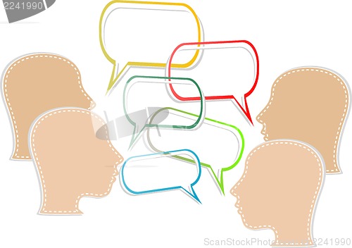 Image of silhouette of a human head with emanating from it bubbles speech