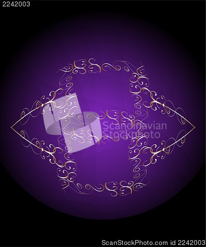 Image of Vintage Wallpaper - Golden Ornaments on Dark Blue Background