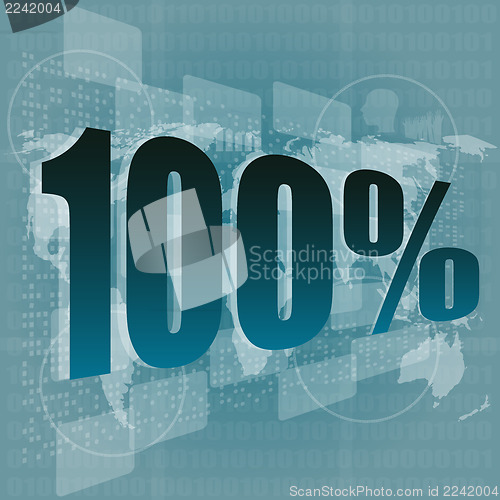 Image of Marketing concept: words 100 is a marketing on digital screen