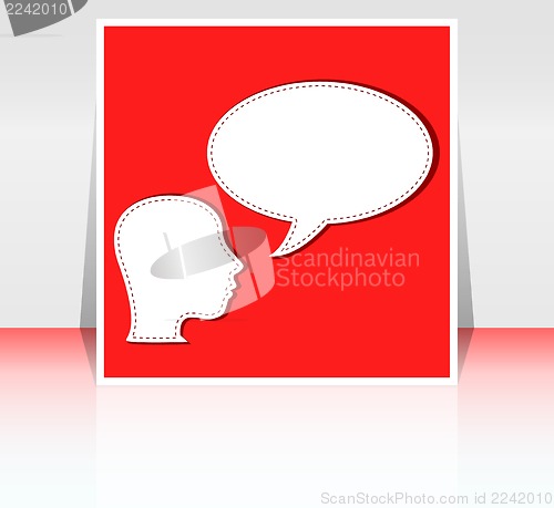 Image of talking head with speech bubble - flyer or cover