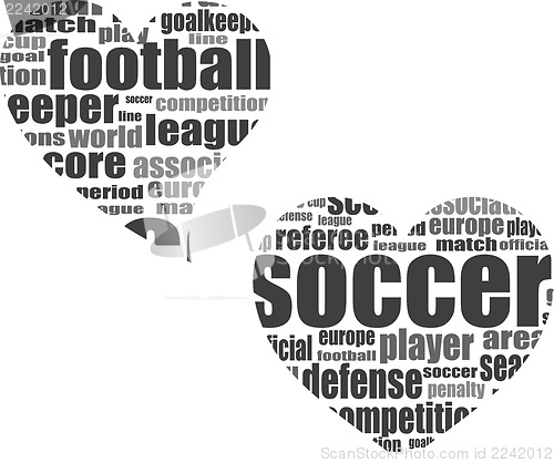 Image of Football word cloud concept in heart shape