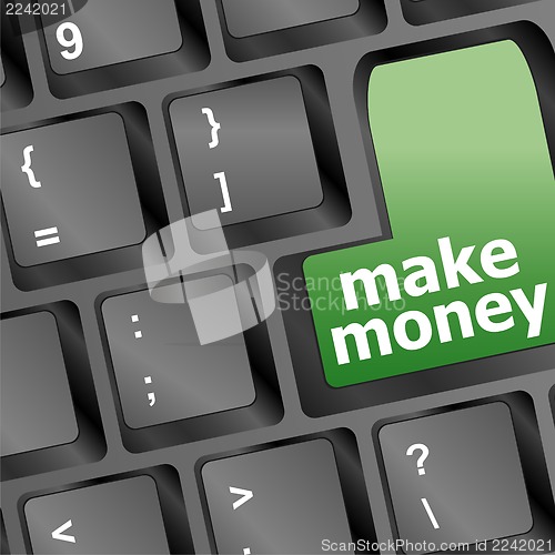 Image of Keyboard - green key Make money, business concept