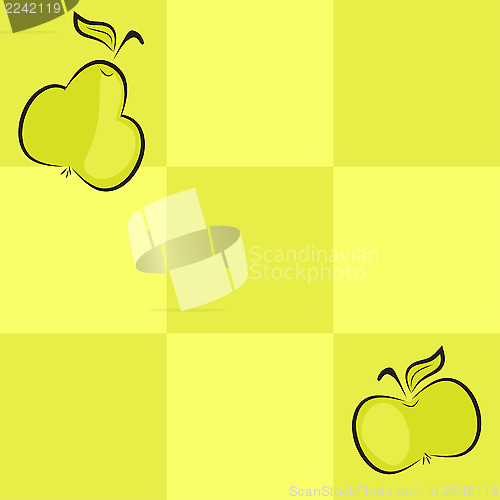 Image of seamless checkered background with fruits