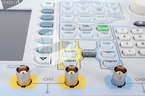 Image of keyboard of professional modern test equipment - analyzer