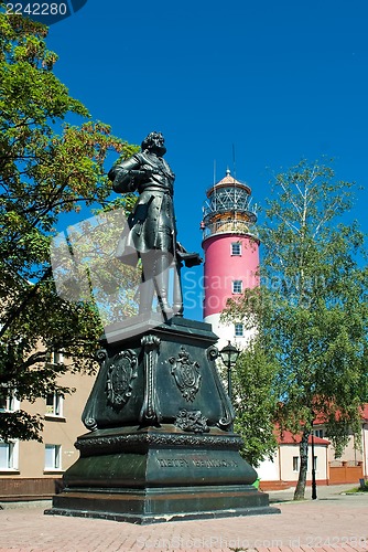 Image of monument of Peter I in Baltiysk, Russia