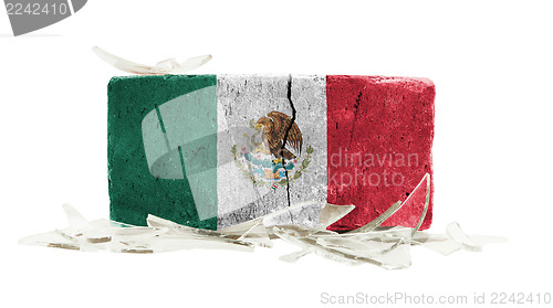 Image of Brick with broken glass, violence concept