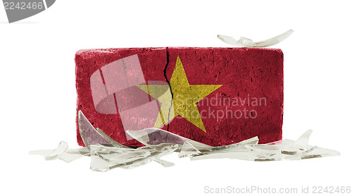 Image of Brick with broken glass, violence concept