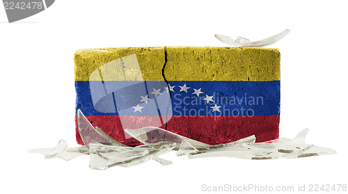 Image of Brick with broken glass, violence concept