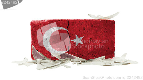 Image of Brick with broken glass, violence concept