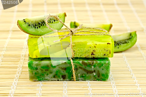 Image of Soap homemade with twine and kiwi