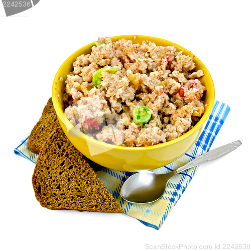 Image of Porridge rye flakes with two pieces of bread