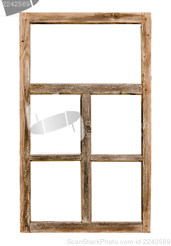 Image of Vintage simple wooden window frame isolated on white