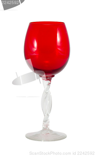 Image of red wineglass wine glass curvy handle isolated 