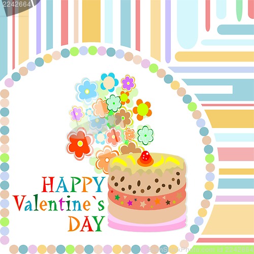 Image of valentine day frame with sweet cupcake