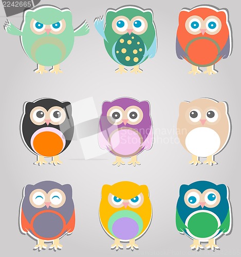 Image of set of cute owls