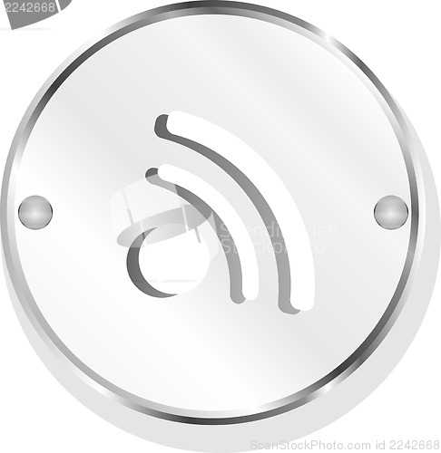 Image of rss metallic icon isolated on white background