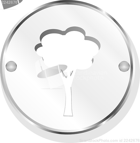 Image of metal Tree on glossy metallic web button