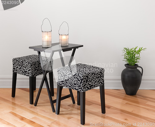 Image of Table for two decorated with lanterns