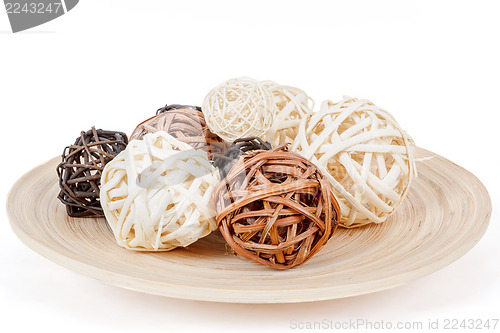 Image of A decorative wicker wooden balls