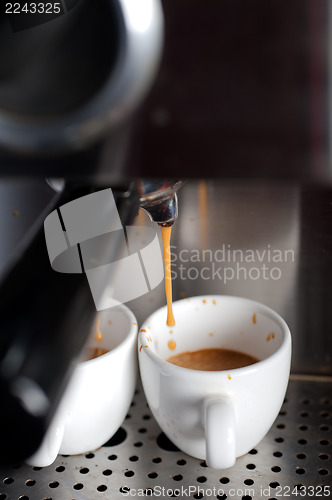 Image of espresso coffe making with professional machine