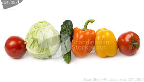 Image of fresh vegetables on the white background