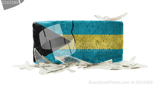 Image of Brick with broken glass, violence concept