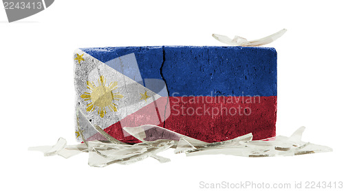 Image of Brick with broken glass, violence concept