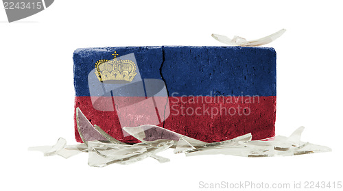 Image of Brick with broken glass, violence concept