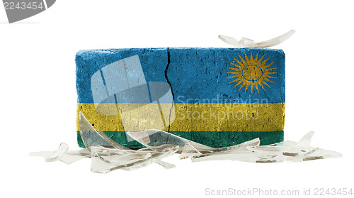 Image of Brick with broken glass, violence concept