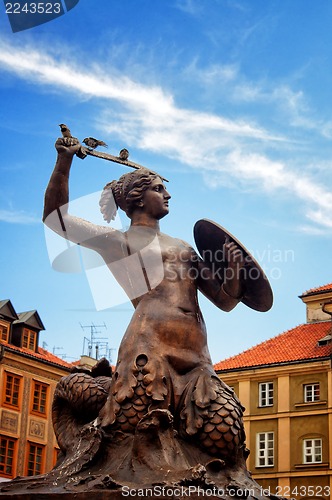Image of Siren Monument, Old Town in Warsaw, Poland 