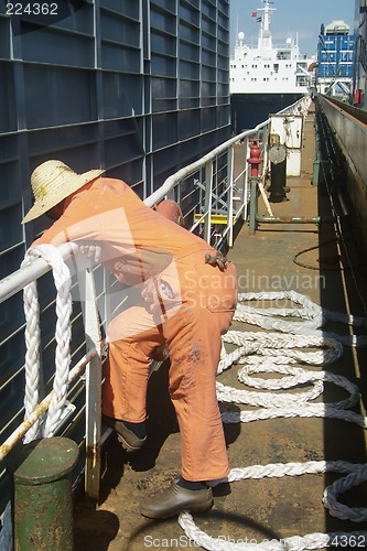 Image of Sailor onboard a freight ship