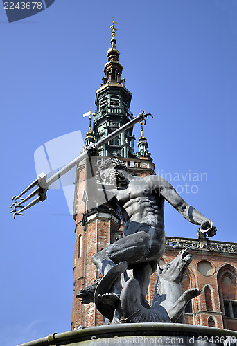 Image of God of sea. Neptune's statue.